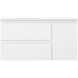 Mexen Rivel koupelnová skříňka 90 cm s umyvadlem Vela levým, 2S, 1D, drážkovaná, matná bílá - 91A23-09047-3-BBFFF01-W23L01