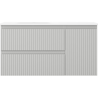 Mexen Rivel koupelnová skříňka 90 cm s umyvadlem Vela levým, 2S, 1D, drážkovaná, matná šedá/matná bílá - 91A23-09047-3-BBFFF62-W23L01