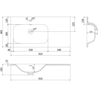 Mexen Rivel koupelnová skříňka 90 cm s umyvadlem Vela levým, 2S, 1D, drážkovaná, matná šedá/matná bílá - 91A23-09047-3-BBFFF62-W23L01