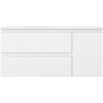 Mexen Rivel szafka łazienkowa 100 cm z umywalką Vela lewą, 2S, 1D, ryflowana, biała mat - 91A23-10047-3-BBFFF01-W23L01