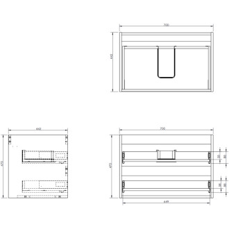 Mexen Rivel szafka łazienkowa 100 cm z umywalką Vela lewą, 2S, 1D, ryflowana, biała mat - 91A23-10047-3-BBFFF01-W23L01