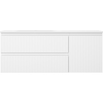 Mexen Rivel koupelnová skříňka 120 cm s umyvadlem Vela levým, 2S, 1D, drážkovaná, matná bílá - 91A23-12047-3-BBFFF01-W23L01