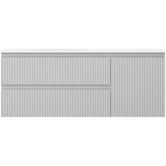 Mexen Rivel koupelnová skříňka 120 cm s umyvadlem Vela levým, 2S, 1D, drážkovaná, matná šedá/matná bílá - 91A23-12047-3-BBFFF62-W23L01