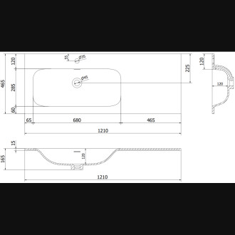 Mexen Rivel koupelnová skříňka 120 cm s umyvadlem Vela levým, 2S, 1D, drážkovaná, matná šedá/matná bílá - 91A23-12047-3-BBFFF62-W23L01