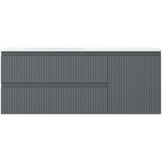 Mexen Rivel koupelnová skříňka 120 cm s umyvadlem Vela levým, 2S, 1D, drážkovaná, grafit/matná bílá - 91A23-12047-3-BBFFF66-W23L01