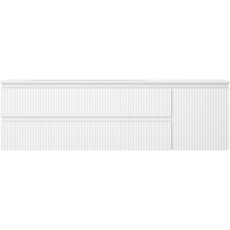 Mexen Rivel koupelnová skříňka 160 cm s umyvadlem Vela levým, 2S, 1D, drážkovaná, matná bílá - 91A23-16047-3-BBFFF01-W23L01