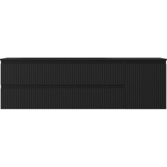 Mexen Rivel szafka łazienkowa 160 cm z umywalką Vela lewą, 2S, 1D, ryflowana, czarna mat - 91A23-16047-3-BBFFF71-W23L71