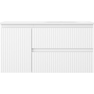 Mexen Rivel koupelnová skříňka 90 cm s umyvadlem Vela pravá, 2S, 1D, drážkovaná, matná bílá - 91A23-09047-3-BBFFF01-W23P01