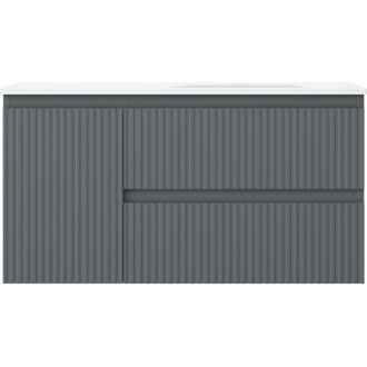 Mexen Rivel koupelnová skříňka 90 cm s umyvadlem Vela pravá, 2S, 1D, drážkovaná, grafit/matná bílá - 91A23-09047-3-BBFFF66-W23P01