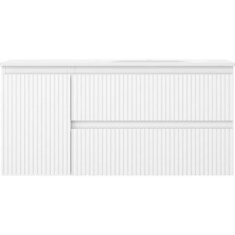 Mexen Rivel szafka łazienkowa 100 cm z umywalką Vela prawą, 2S, 1D, ryflowana, biała mat - 91A23-10047-3-BBFFF01-W23P01