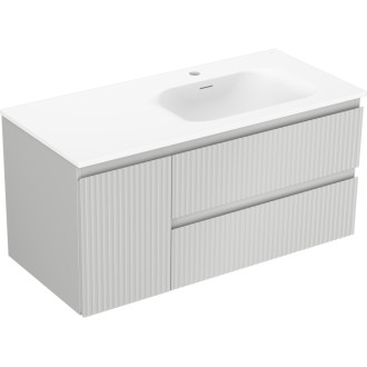Mexen Rivel koupelnová skříňka 100 cm s umyvadlem Vela pravá, 2S, 1D, drážkovaná, šedá/matně bílá - 91A23-10047-3-BBFFF62-W23P01