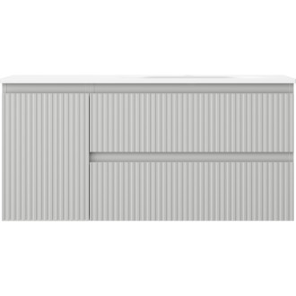 Mexen Rivel koupelnová skříňka 100 cm s umyvadlem Vela pravá, 2S, 1D, drážkovaná, šedá/matně bílá - 91A23-10047-3-BBFFF62-W23P01