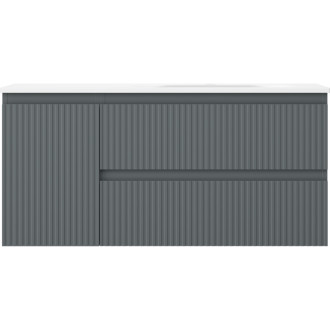 Mexen Rivel koupelnová skříňka 100 cm s umyvadlem Vela pravá, 2S, 1D, drážkovaná, grafit/matná bílá - 91A23-10047-3-BBFFF66-W23P01