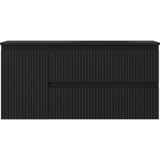 Mexen Rivel szafka łazienkowa 120 cm z umywalką Vela prawą, 2S, 1D, ryflowana, czarna mat - 91A23-10047-3-BBFFF71-W23P71