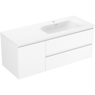 Mexen Rivel koupelnová skříňka 120 cm s umyvadlem Vela pravá, 2S, 1D, drážkovaná, matná bílá - 91A23-12047-3-BBFFF01-W23P01