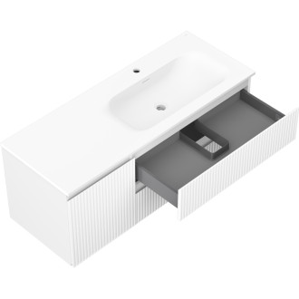 Mexen Rivel koupelnová skříňka 120 cm s umyvadlem Vela pravá, 2S, 1D, drážkovaná, matná bílá - 91A23-12047-3-BBFFF01-W23P01