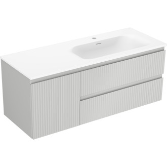 Mexen Rivel koupelnová skříňka 120 cm s umyvadlem Vela pravá, 2S, 1D, drážkovaná, šedá/matně bílá - 91A23-12047-3-BBFFF62-W23P01