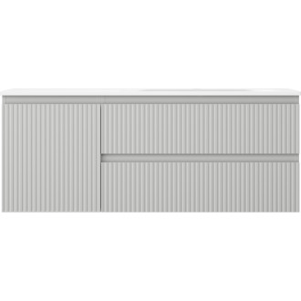 Mexen Rivel koupelnová skříňka 120 cm s umyvadlem Vela pravá, 2S, 1D, drážkovaná, šedá/matně bílá - 91A23-12047-3-BBFFF62-W23P01