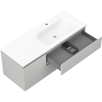 Mexen Rivel koupelnová skříňka 120 cm s umyvadlem Vela pravá, 2S, 1D, drážkovaná, šedá/matně bílá - 91A23-12047-3-BBFFF62-W23P01