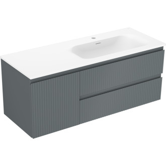 Mexen Rivel koupelnová skříňka 120 cm s umyvadlem Vela pravá, 2S, 1D, drážkovaná, grafit/matná bílá - 91A23-12047-3-BBFFF66-W23P01
