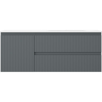 Mexen Rivel koupelnová skříňka 120 cm s umyvadlem Vela pravá, 2S, 1D, drážkovaná, grafit/matná bílá - 91A23-12047-3-BBFFF66-W23P01