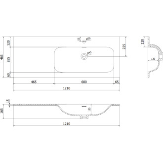 Mexen Rivel szafka łazienkowa 120 cm z umywalką Vela prawą, 2S, 1D, ryflowana, czarna mat - 91A23-12047-3-BBFFF71-W23P71