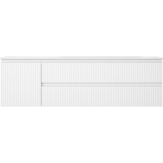 Mexen Rivel koupelnová skříňka 160 cm s umyvadlem Vela pravá, 2S, 1D, drážkovaná, matná bílá - 91A23-16047-3-BBFFF01-W23P01