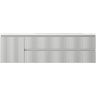 Mexen Rivel koupelnová skříňka 160 cm s umyvadlem Vela pravá, 2S, 1D, drážkovaná, šedá/matně bílá - 91A23-16047-3-BBFFF62-W23P01