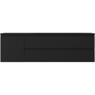 Mexen Rivel szafka łazienkowa 160 cm z umywalką Vela prawą, 2S, 1D, ryflowana, czarna mat - 91A23-16047-3-BBFFF71-W23P71