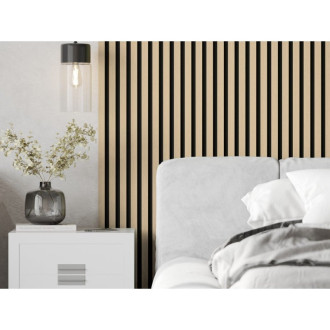 Akustické stěnové lamely Mexen Lam-F 275 x 30 cm, 8mm plsť, technická dýha, pískový dub - S105-275307-3015-001