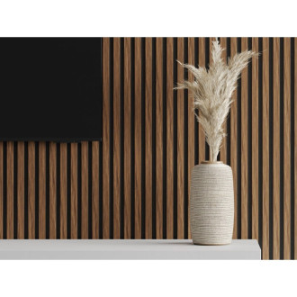 Akustické stěnové lamely Mexen Lam-F 275 x 30 cm, 8mm plsť, technická dýha, rubínově mahagonová - S105-275307-3015-013