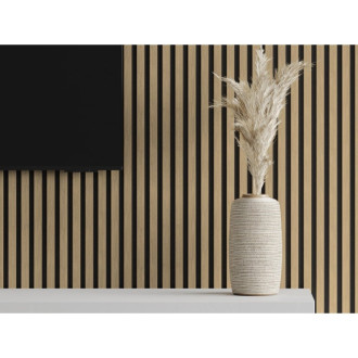 Akustické nástěnné lamely Mexen Lam-F 275 x 30 cm, 8mm plsť, technická dýha, ořech lněný - S105-275307-3015-015