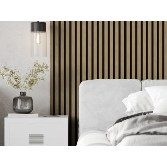 Akustické nástěnné lamely Mexen Lam-F 275 x 30 cm, 8mm plsť, technická dýha, ořech lněný - S105-275307-3015-015