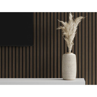 Akustické stěnové lamely Mexen Lam-F 275 x 30 cm, 8mm plsť, technická dýha, pálený ořech - S105-275307-3015-024