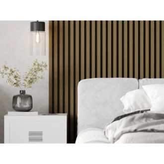 Vzorek akustické stěnové lamely Mexen Lam-F 275 x 30 cm, 8mm plsť, technická dýha, Golden Teak - S105-014-S