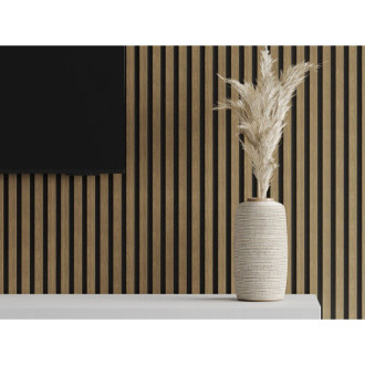 Vzorek akustické stěnové lamely Mexen Lam-F 275 x 30 cm, 8mm plsť, technická dýha, přírodní ořech - S105-016-S