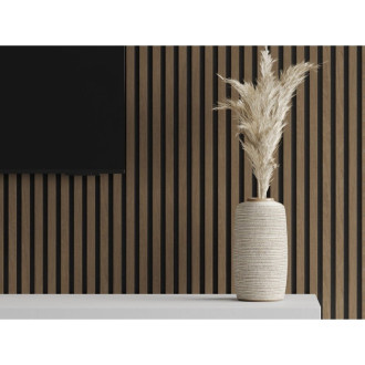 Vzorek akustické stěnové lamely Mexen Lam-F 275 x 30 cm, 8mm plsť, technická dýha, ořech Espresso - S105-019-S