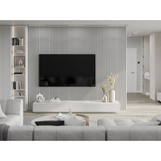 Vzorek akustické stěnové lamely Mexen Lam-F 275 x 31,5 cm, plsť 6 mm, matně bílá - S105-051-S