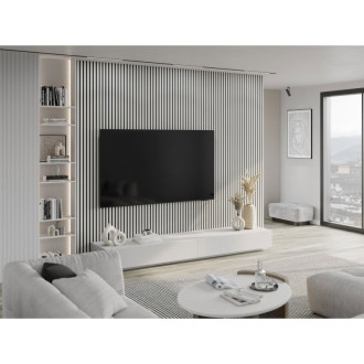 Vzorek akustické stěnové lamely Mexen Lam-F 275 x 31,5 cm, 6mm plsť, lesklá bílá - S105-054-S