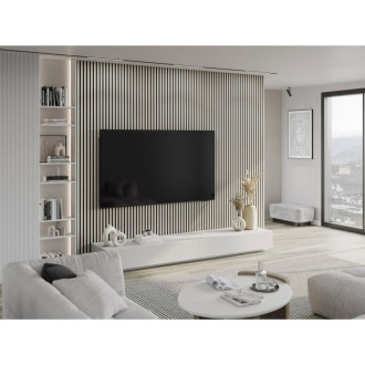 Vzorek akustické stěnové lamely Mexen Lam-F 275 x 31,5 cm, 6mm plsť, šedý len - S105-068-S