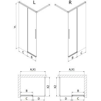 Sprchová zástěna Mexen Rox Walk-in 110 x 200 cm, 8 mm průhledná, kartáčovaný nikl - 8C2-110-003-97-00