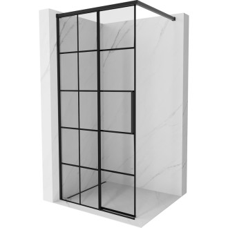 Mexen Rox Sprchová zástěna levá 115 x 200 cm, černý rastr 8 mm, černá - 8C2-115-003-70-77-L