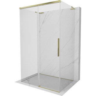 Mexen Rox-3S L třístěnný posuvný sprchový kout 155 x 75 cm, průhledný, zlatý - 8C2L-155-075-50-00-3S