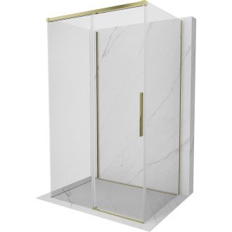 Mexen Rox-3S třístěnný posuvný sprchový kout 135 x 90 cm, průhledný, zlatý - 8C2-135-090-50-00-3S
