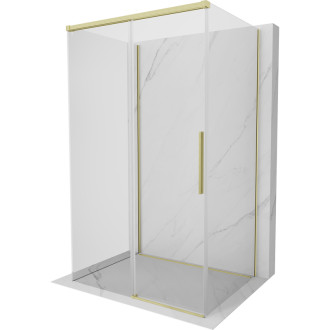 Mexen Rox-3S třístěnný posuvný sprchový kout 110 x 80 cm, průhledný, kartáčované zlato - 8C2-110-080-55-00-3S