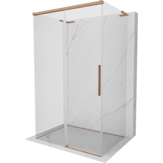 Mexen Rox-3S L třístěnný posuvný sprchový kout 160 x 120 cm, průhledný, kartáčovaná měď - 8C2L-160-120-65-00-3S