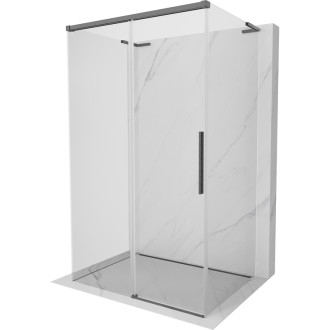 Mexen Rox-3S L třístěnný posuvný sprchový kout 160 x 90 cm, průhledný, kartáčovaná pistole gray - 8C2L-160-090-66-00-3S