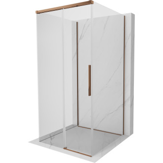 Mexen Rox-3S sprchový kout se třemi stěnami, posuvný, 90 x 90 cm, průhledný, růžové zlato - 8C2-090-090-60-00-3S