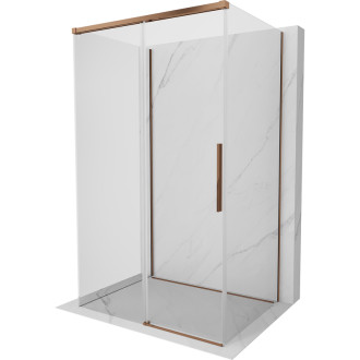 Mexen Rox-3S sprchový kout se třemi stěnami, posuvný, 90 x 95 cm, průhledný, růžové zlato - 8C2-090-095-60-00-3S