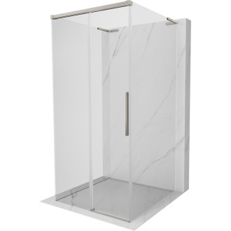 Mexen Rox-3S L třístěnný posuvný sprchový kout 95 x 95 cm, průhledný, kartáčovaný nikl - 8C2L-095-095-97-00-3S